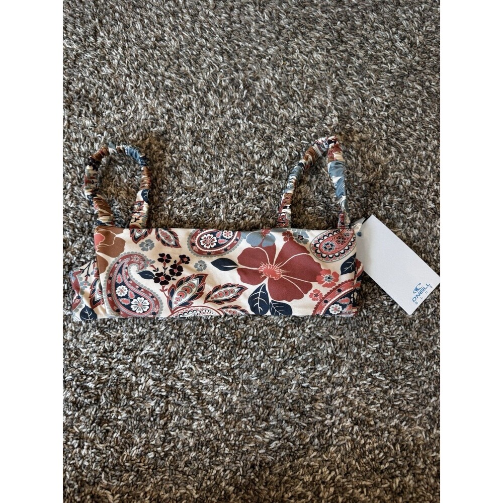 O’Neill Mod Boho Bundoran Bikini Top XS Floral Paisley Ruched Straps NWT